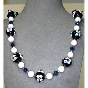Necklace 26" & Earrings 1.5" Lamp Work Glass Beads 3.7 oz.